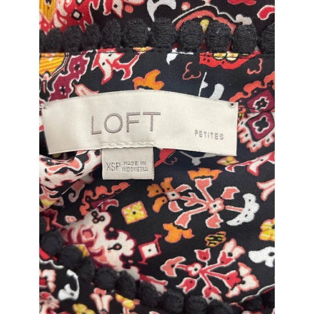 LOFT Petite Floral Long Sleeve Blouse Size XSP